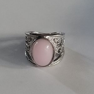 LUCKY NEW SIZE 6 LADIES LAST 1 PINK TOPAZ ROSE QUARTZ ORNATE SILVER SCROLL RING